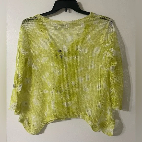 NINA LEONARD Coconut Button Knit Bolero Jacket Medium Crochet Beach Summer - Picture 8 of 8